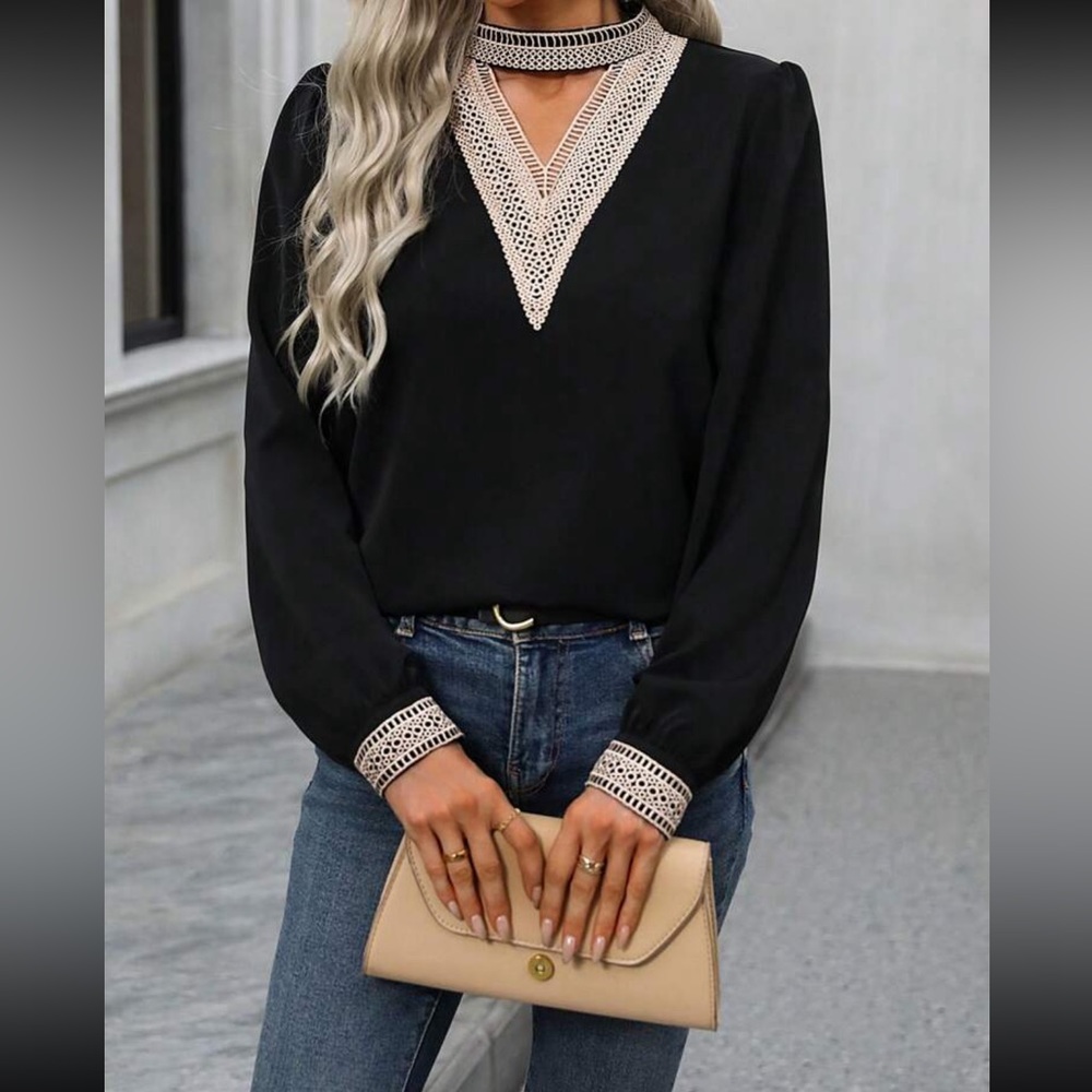 Boho Lace Trim Blouse - Picture 6 of 8